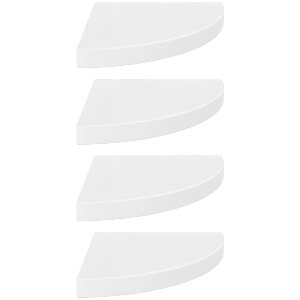 Scaffali Angolari A Parete 4 Pz Bianco Lucido 35x35x3,8 Cm Mdf - Foto 2