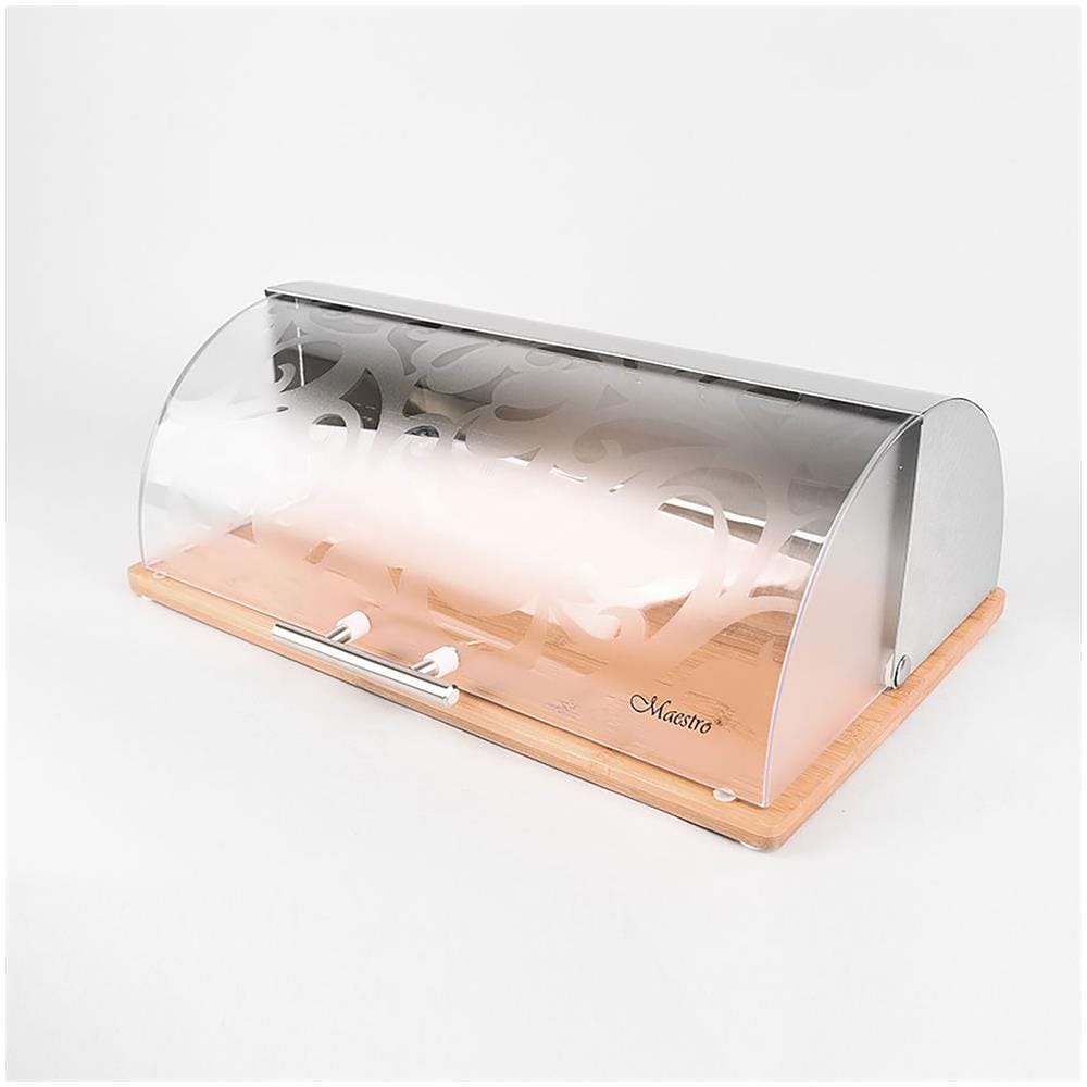 Mr-1670s Portapane, Coperchio Scorrevole, Design Elegante, Acciaio Inox. Legno, Acrilico Trasparente - Foto 2