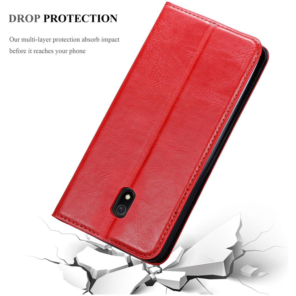 Custodia Compatibile Con Xiaomi Redmi 8a In Rosso Mela - Coperchio Protettiva Con Chiusura Magnetica, Funzione Stand E Tasca Per Le Carte - Foto 8