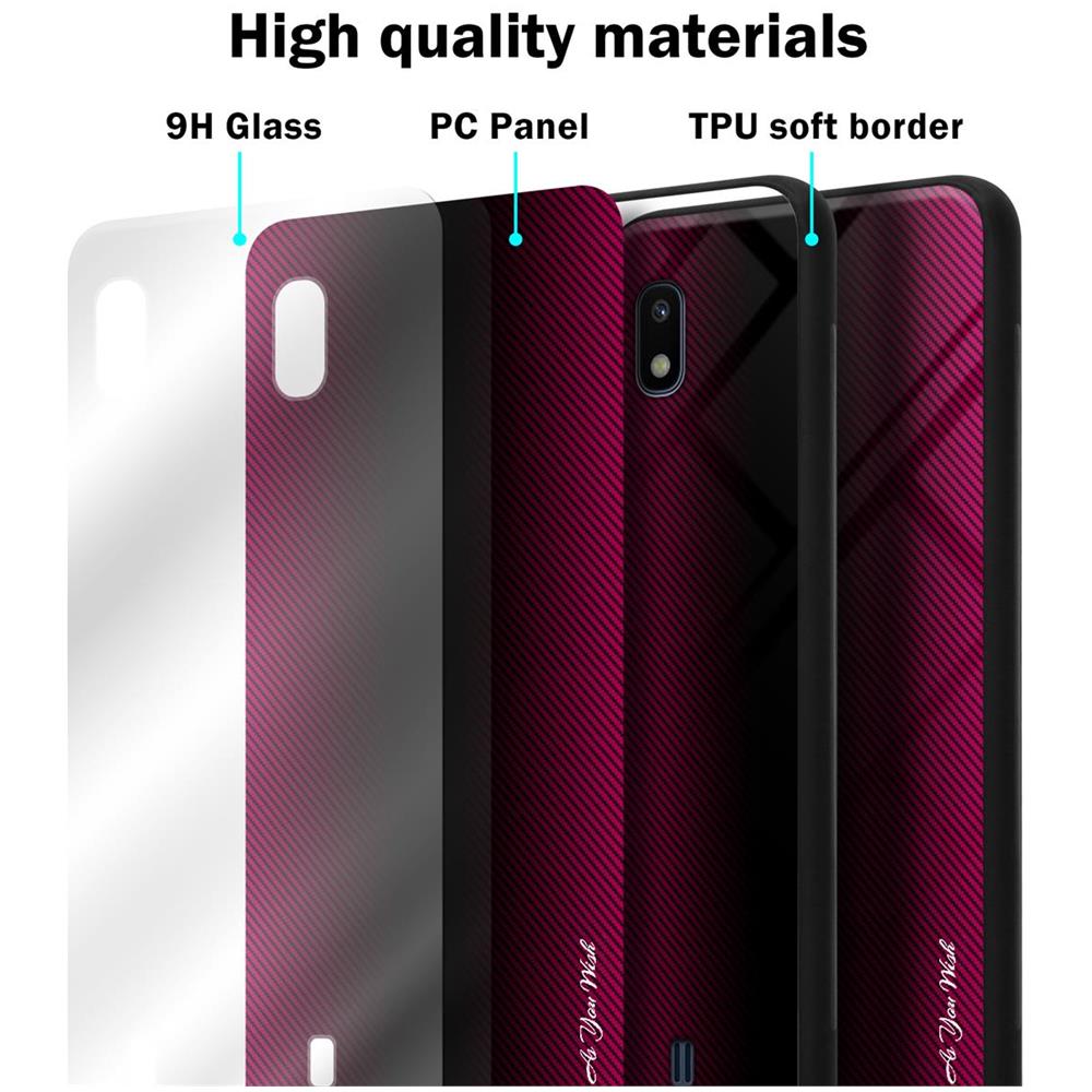 Custodia Compatibile Con Samsung Galaxy A10 / M10 - Ottica A Strisce In Cremisi Rosa - Coperchio Protettivo In Vetro Temperato E Silicone Tpu - Foto 7