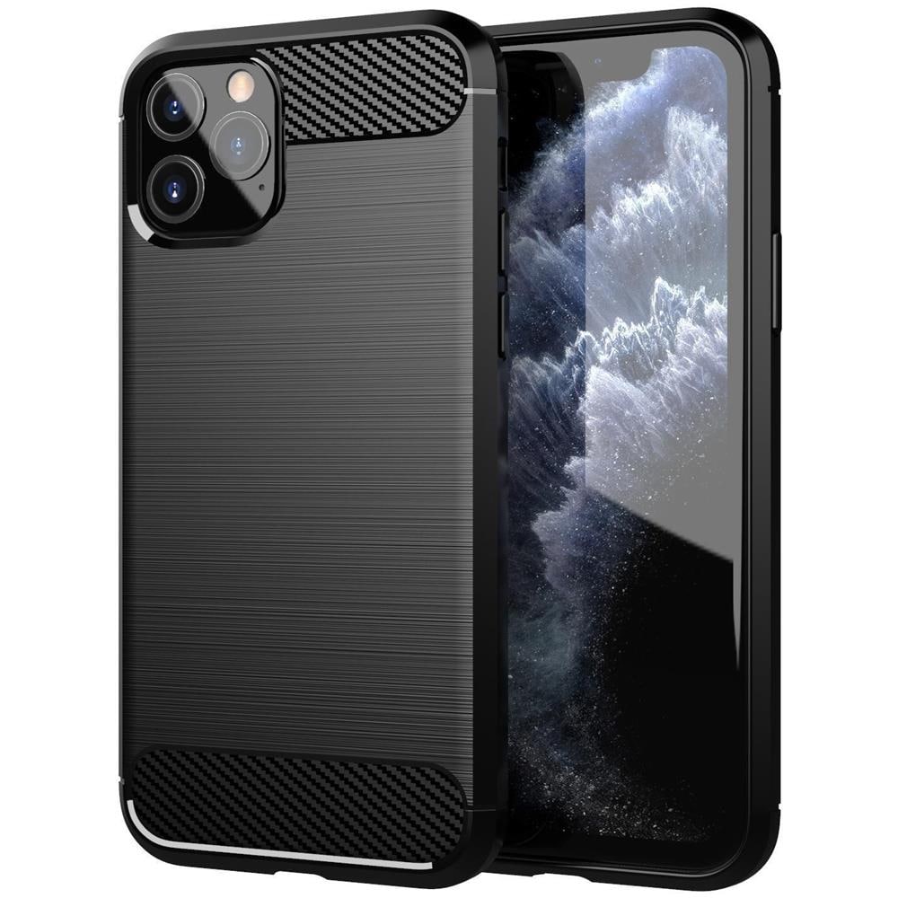 Custodia Compatibile Con Apple Iphone 11 Pro Max In Brushed Nero - Coperchio Protettivo In Silicone Tpu Flessibile In Look Acciaio Inossidabile-fibra Di Carbonio - Foto 1