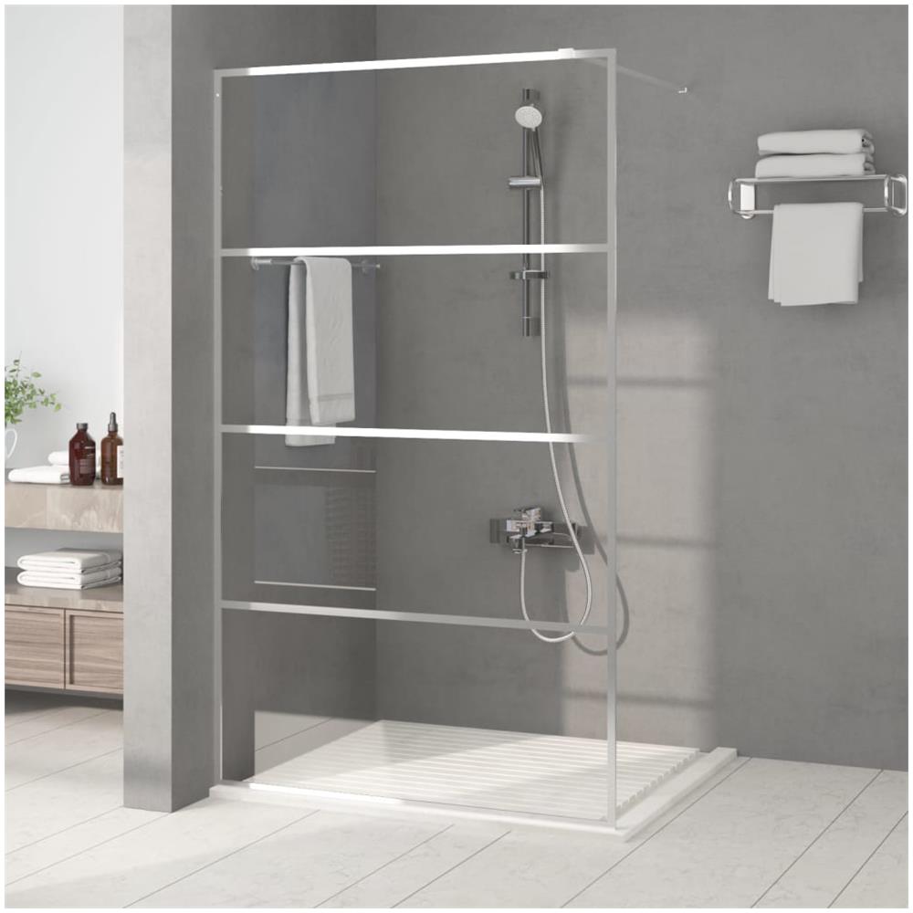 Parete Doccia Walk In Argento 115x195 Cm Vetro Trasparente Esg - Foto 1