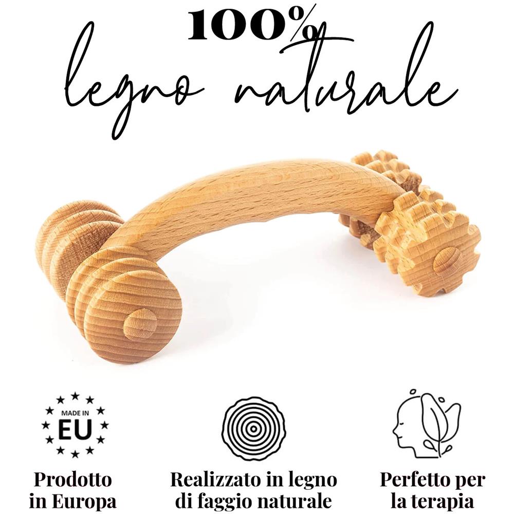 Massaggiatore Manuale Di Legno Per Il Massaggio Del Corpo, Del Collo, Delle Spalle E Della Schiena, Rullo 18 X 7 X 6 Cm - Foto 1