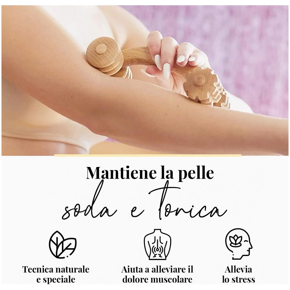 Massaggiatore Manuale Di Legno Per Il Massaggio Del Corpo, Del Collo, Delle Spalle E Della Schiena, Rullo 18 X 7 X 6 Cm - Foto 2