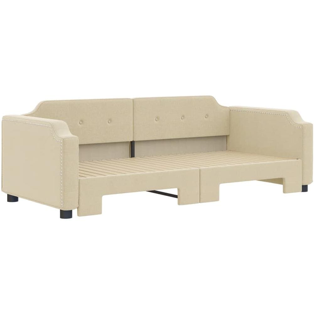 Divano Letto Con Letto Estraibile Crema 90x200 Cm In Tessuto - Foto 3