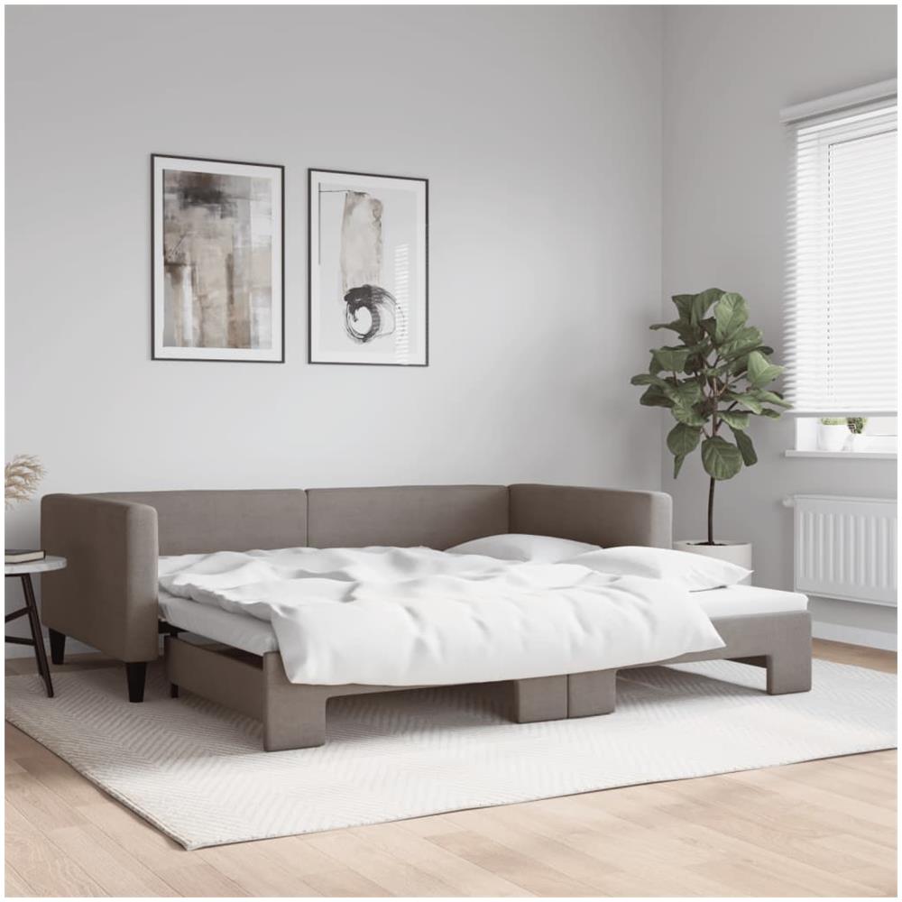 Divano Letto Con Letto Estraibile Tortora 100x200 Cm In Tessuto - Foto 1