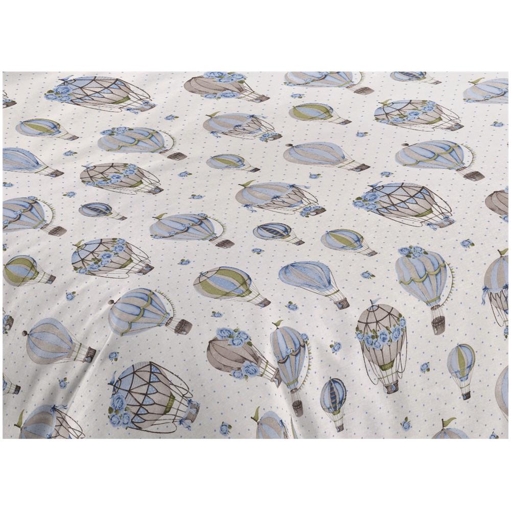 Completo Lenzuola Letto Camera In 100% Cotone Made Italy Vari Disegni Rp 2 Piazze Mongolfiera Blu - Foto 2