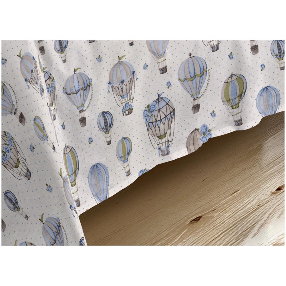 Completo Lenzuola Letto Camera In 100% Cotone Made Italy Vari Disegni Rp 2 Piazze Mongolfiera Blu - Foto 5
