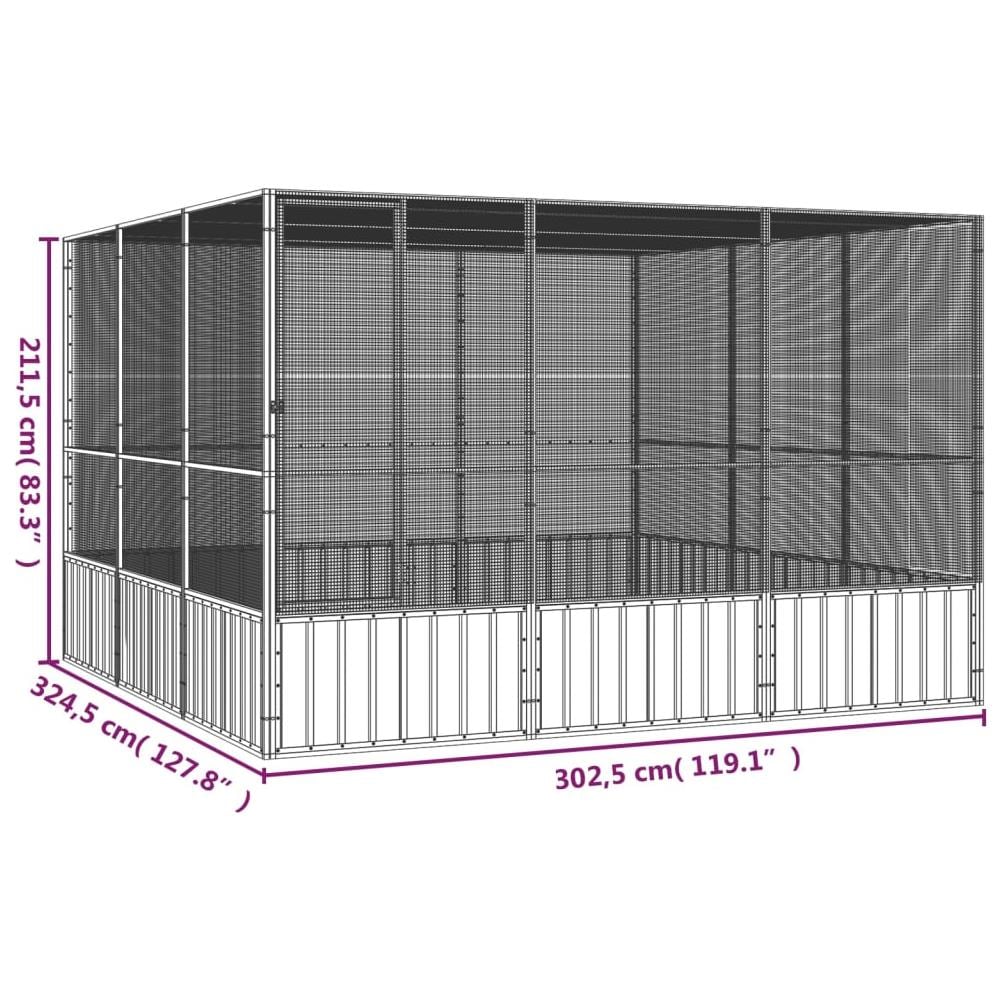 Gabbia per Uccelli Grigia 302,5x324,5x211,5 cm Acciaio Zincato - Foto 1