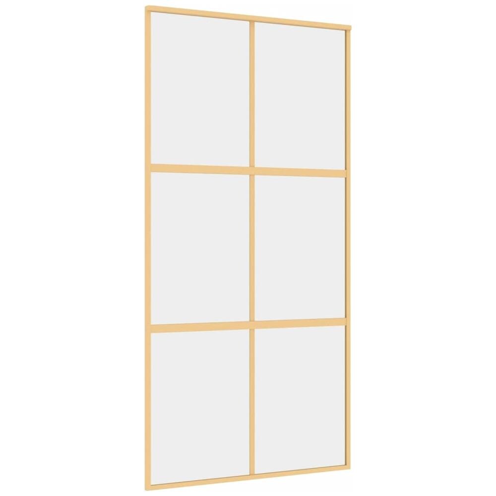 Porta Scorrevole Oro 102,5x205 Vetro Trasparente Esg Alluminio - Foto 1