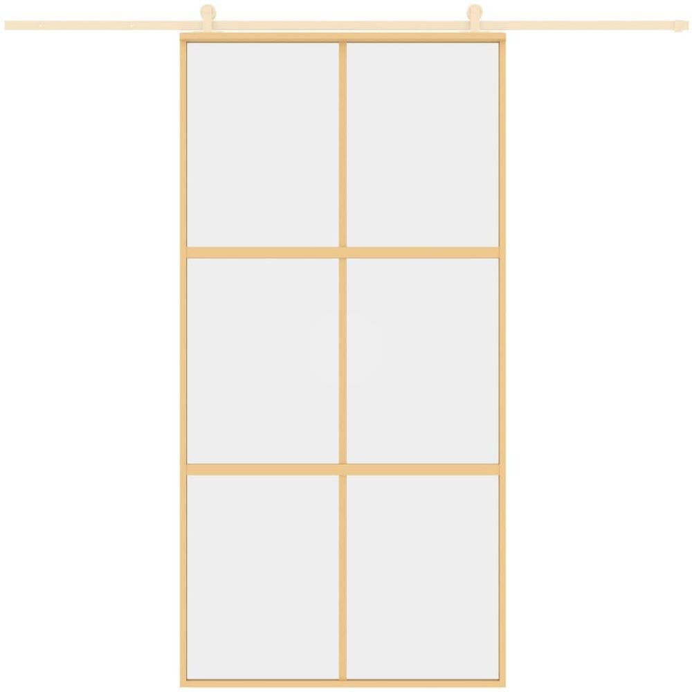 Porta Scorrevole Oro 102,5x205 Vetro Trasparente Esg Alluminio - Foto 2