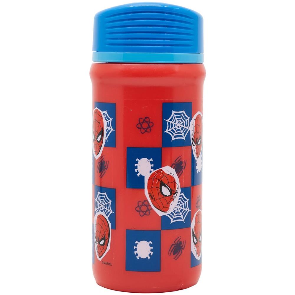 Borraccia Rossa E Blu In Plastica Per Bambini Spiderman 390 Ml Con Chiusra Antigoccia - Foto 2