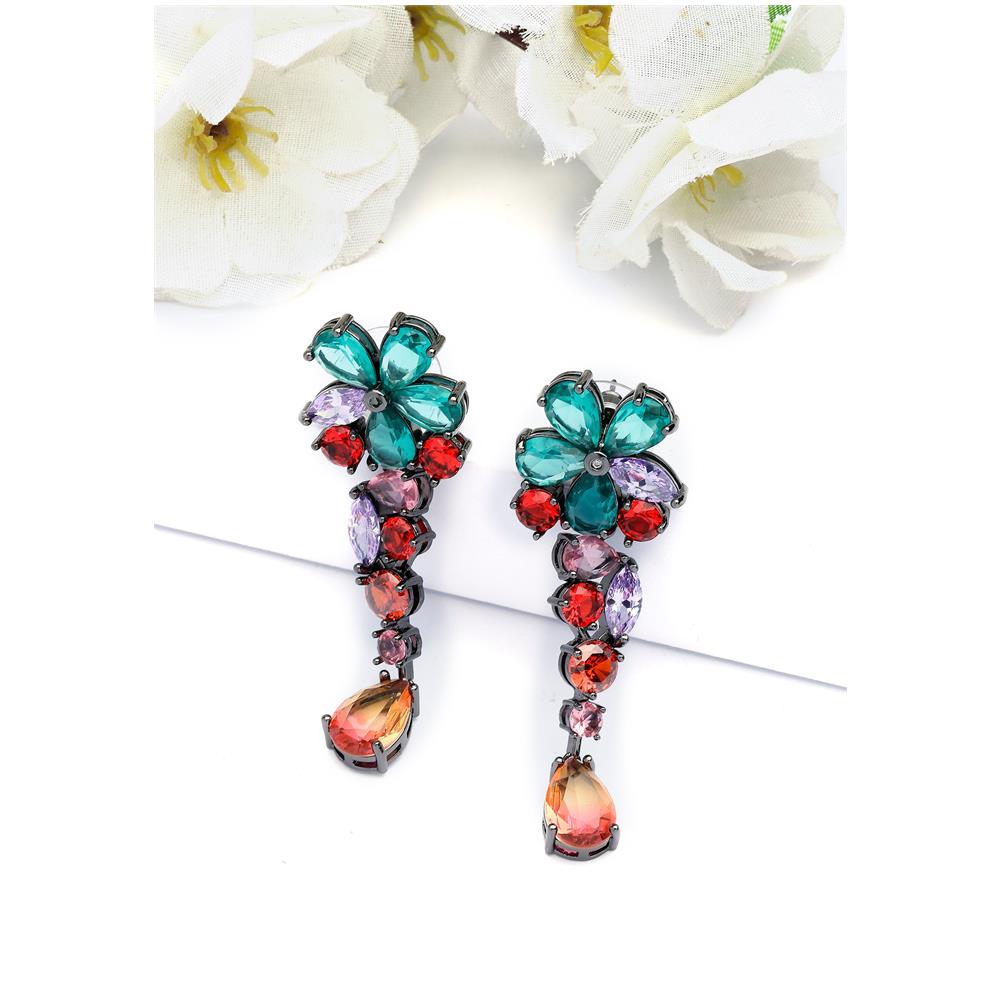 Orecchini a Goccia Floreali Multicolori - Foto 1