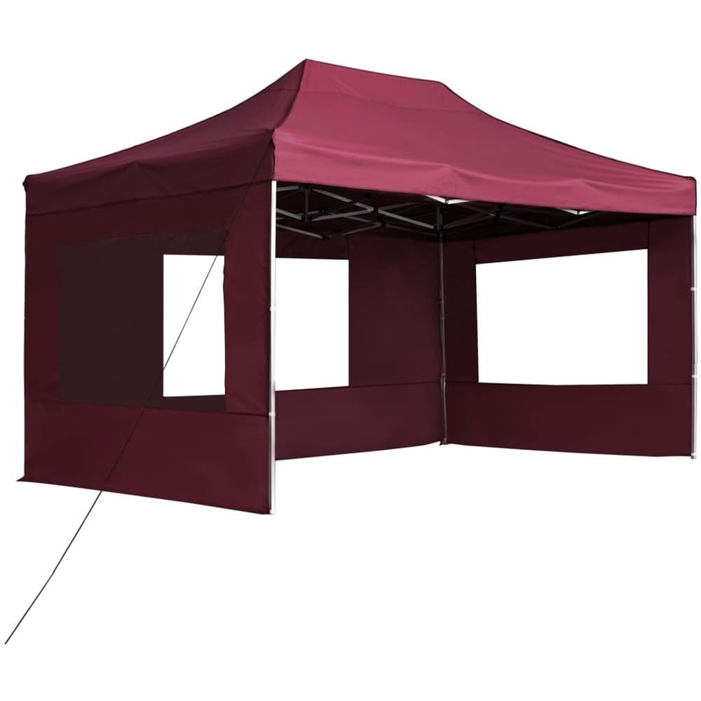 Gazebo Professionale Pieghevole Alluminio Pareti 4,5x3m Rosso - Foto 2