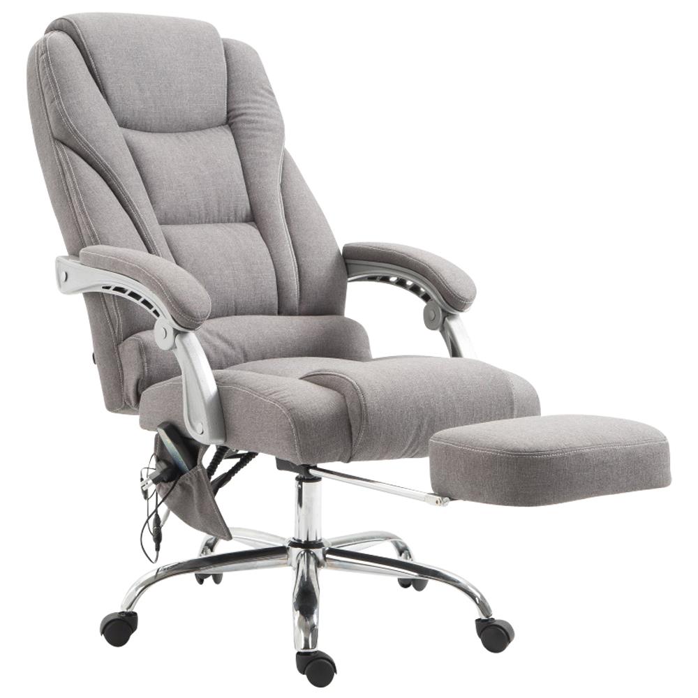 Sedia Ufficio Massaggiante Pacific in Stoffa I Poltrona Relax con Poggiapiedi I Sedia Studio Ergonomica Regolabile con Funzione Massaggio Grigio - Foto 2