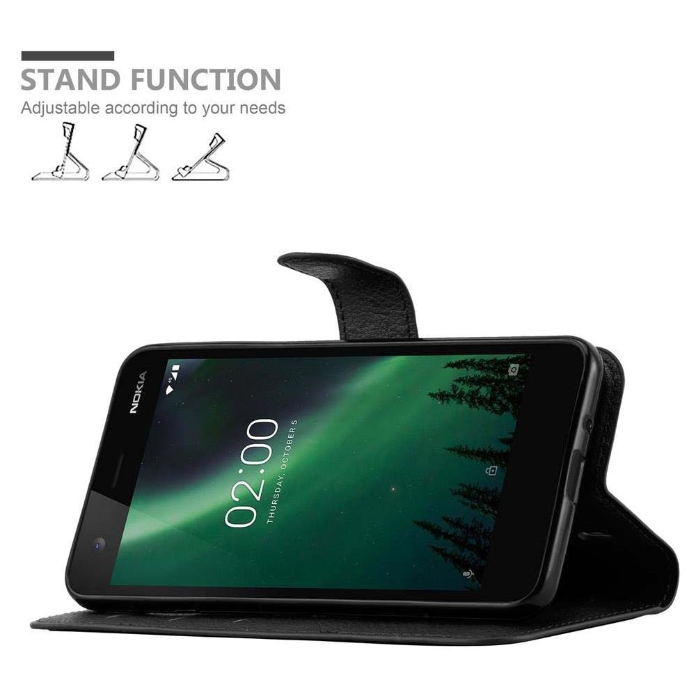 Custodia Compatibile Con Nokia 2 In Nero Carbone - Coperchio Protettiva Con Chiusura Magnetica, Funzione Stand E Tasca Per Le Carte - Foto 6