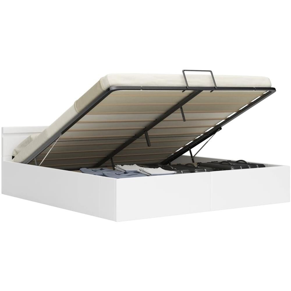 Giroletto Contenitore Idraulico LED Bianco Similpelle 160x200cm - Foto 2