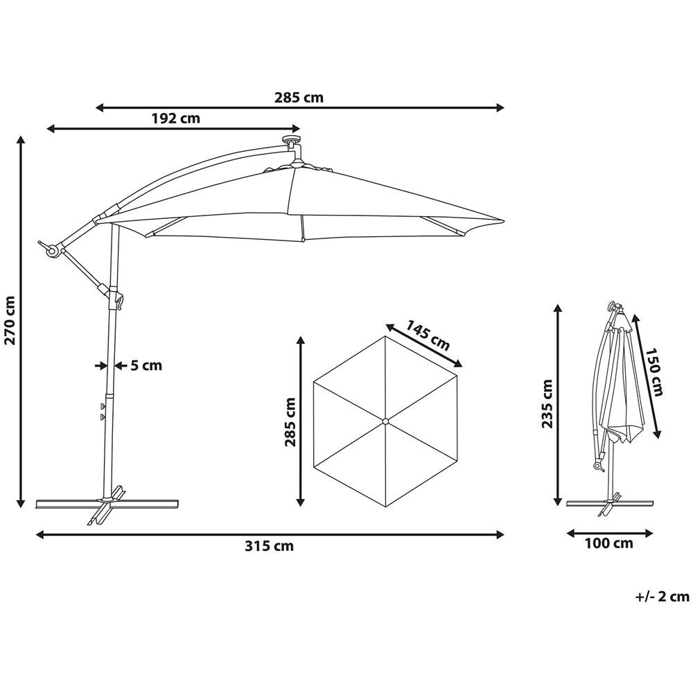 Ombrellone A Sbalzo Led 285 Cm Corval Grigio Grafite - Foto 2