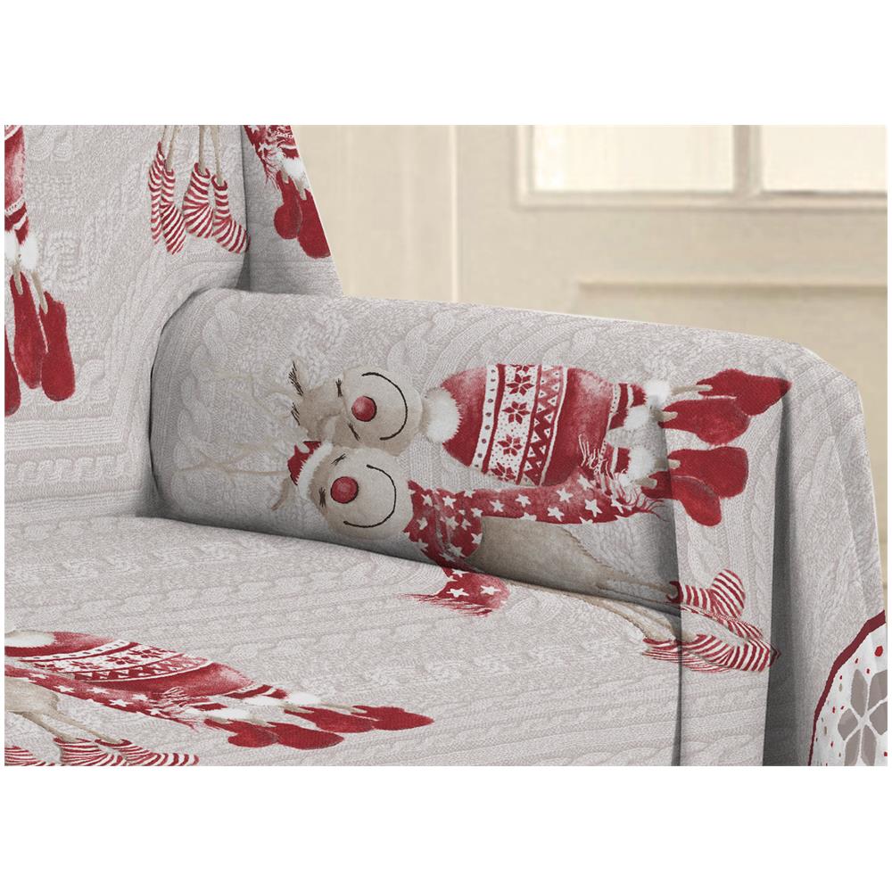 Telo Arredo Multiuso Linea Pensieri Delicati In Cotone Disegno Renna Rosso Matrimoniale Rosso - Foto 2