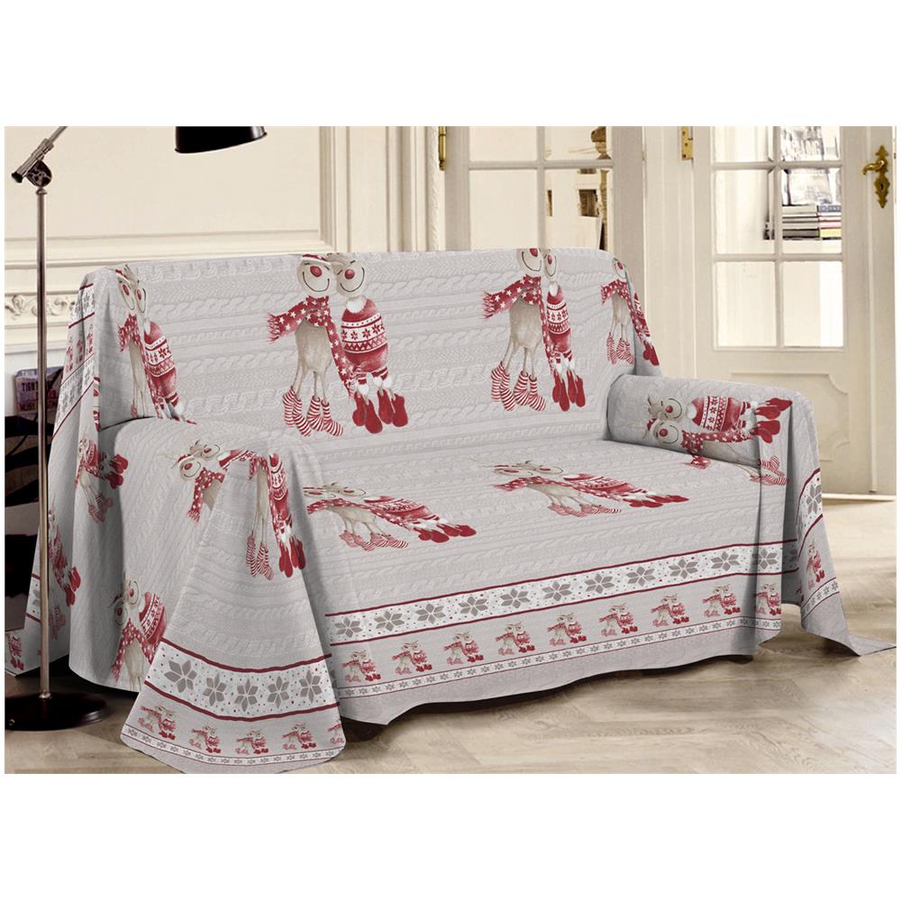 Telo Arredo Multiuso Linea Pensieri Delicati In Cotone Disegno Renna Rosso Matrimoniale Rosso - Foto 6