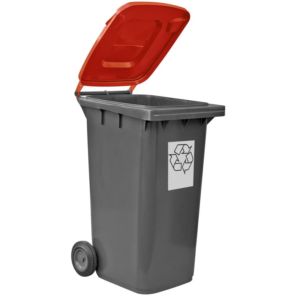 Bidone per la raccolta differenziata grande 240 lt condominio hotel ristoranti certificato UNI EN840 per rifiuti e riciclo rosso - Foto 1