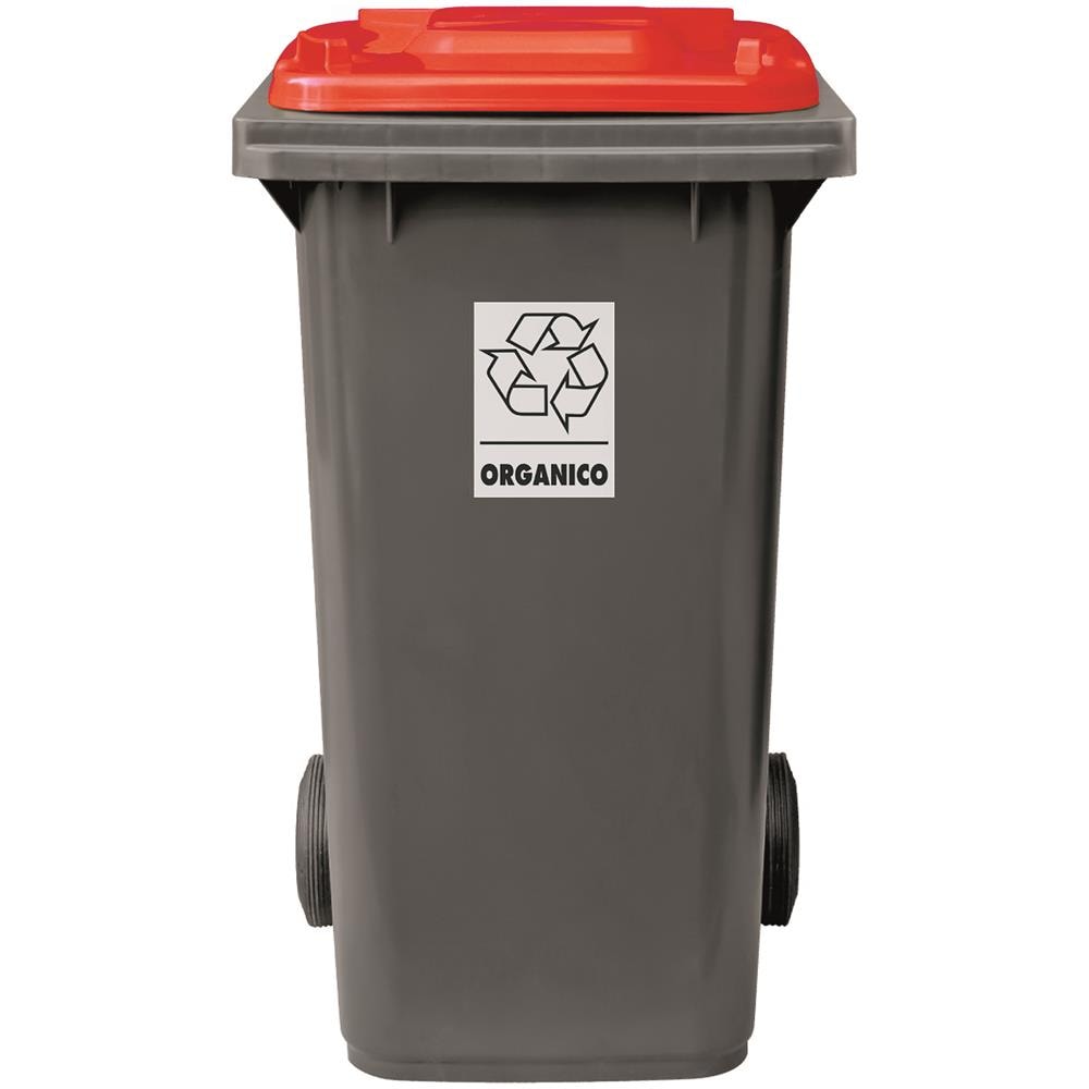 Bidone per la raccolta differenziata grande 240 lt condominio hotel ristoranti certificato UNI EN840 per rifiuti e riciclo rosso - Foto 2