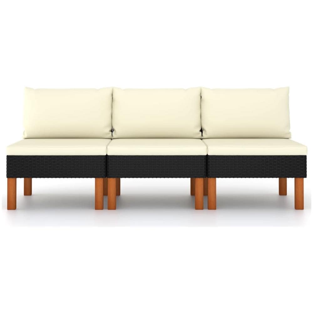 Poltrone Centrali 3 Pz Polyrattan E Legno Massello Di Eucalipto - Foto 1