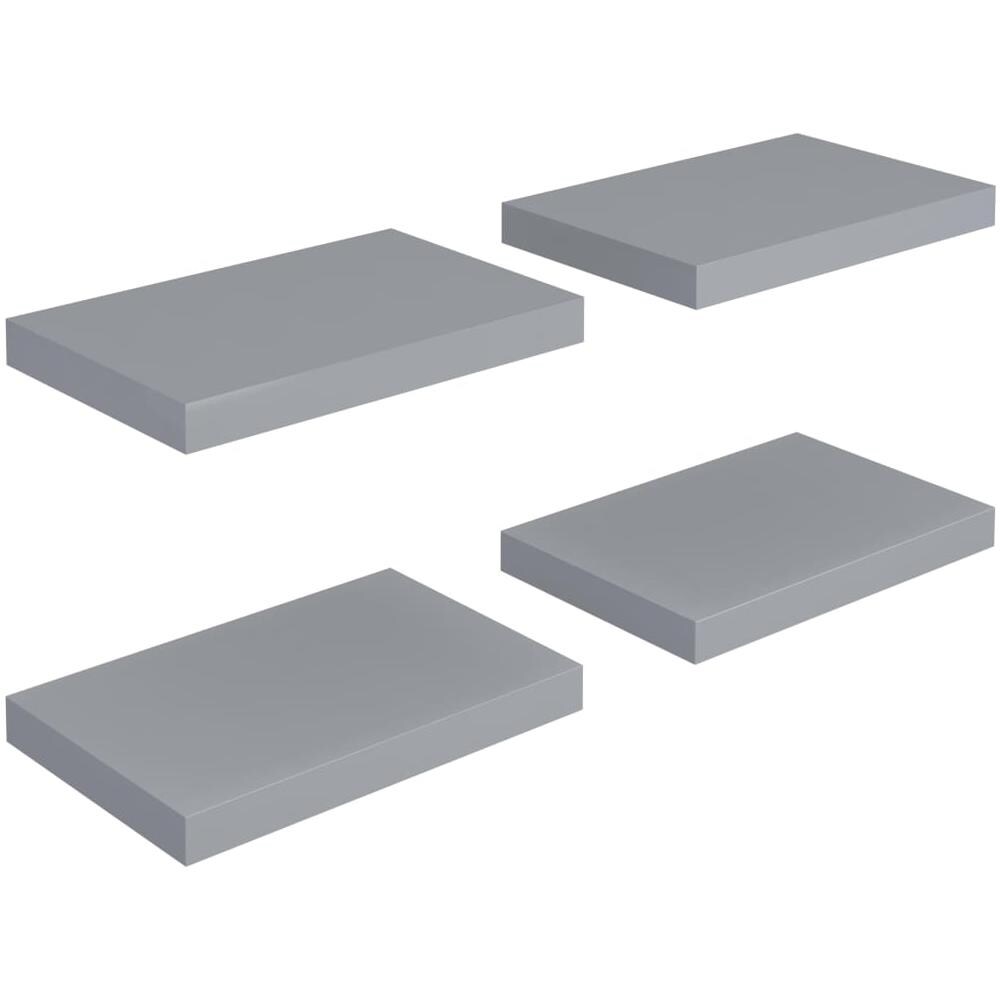 Scaffali A Parete 4 Pz Grigi 40x23x3,8 Cm In Mdf - Foto 2