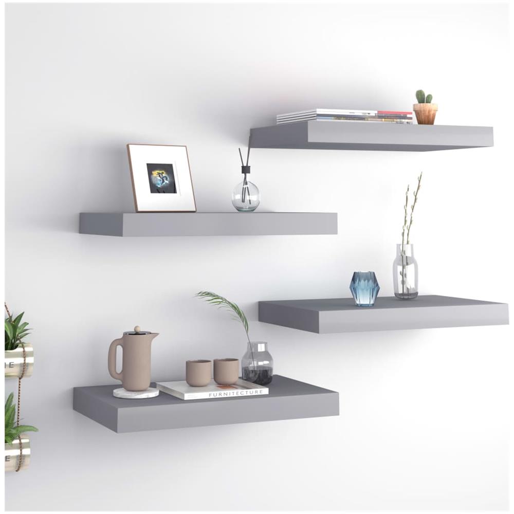 Scaffali A Parete 4 Pz Grigi 40x23x3,8 Cm In Mdf - Foto 1