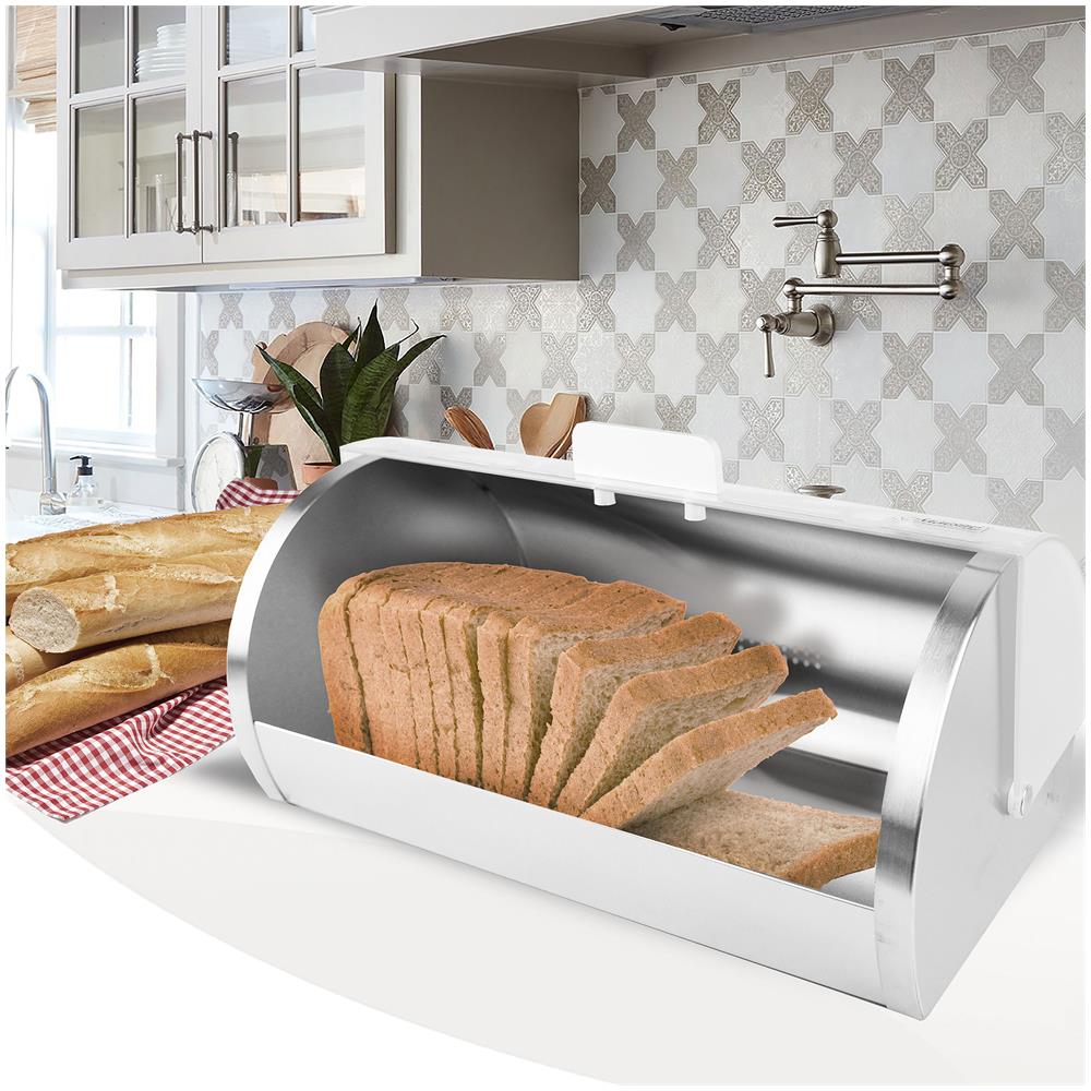 Mr-1671s Portapane, Coperchio Scorrevole, Design Elegante, Acciaio Inox. , Acrilico Trasparente - Foto 5