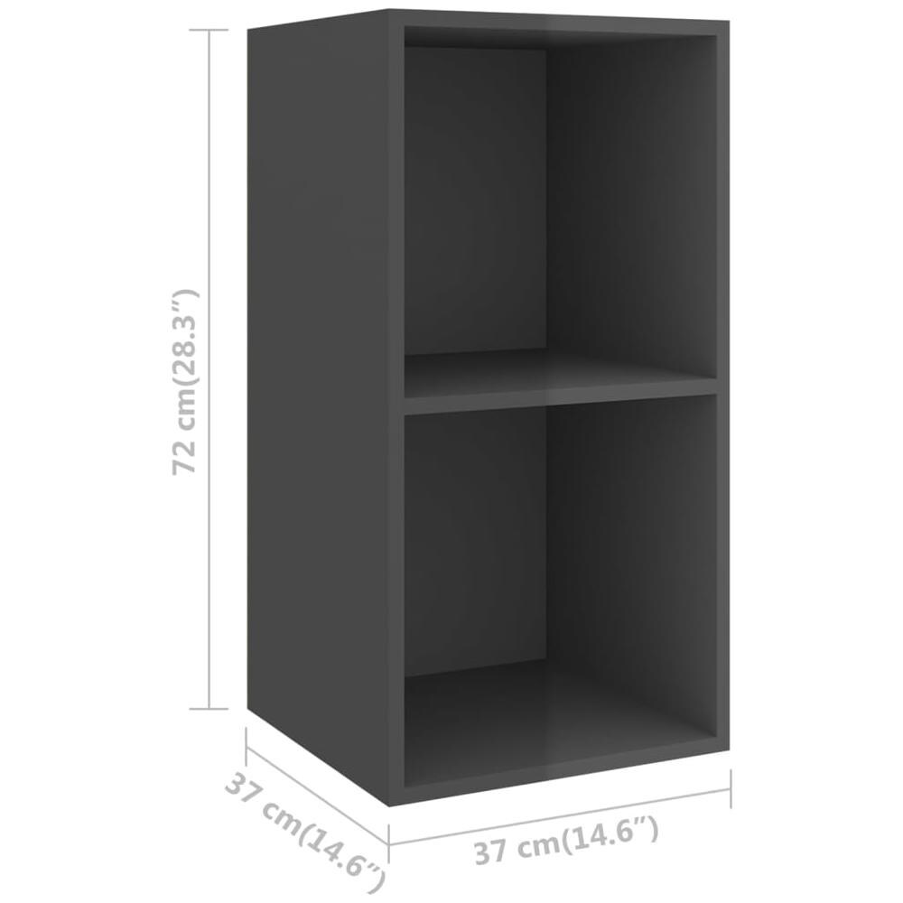 Mobile TV a Parete 4 pz Grigio Lucido in Truciolato - Foto 4