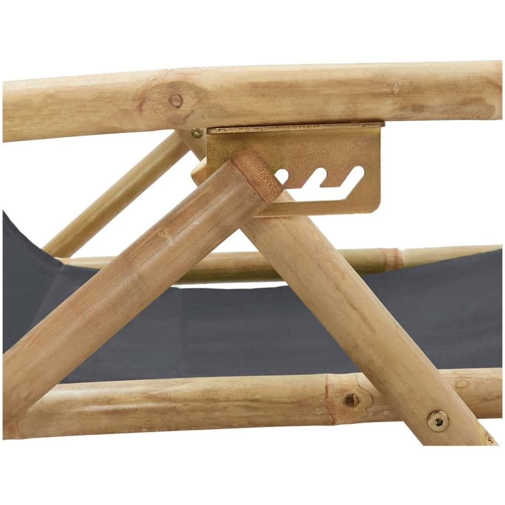 Sedia Relax reclinabile Grigio Scuro in Bambù e Tessuto - Foto 3