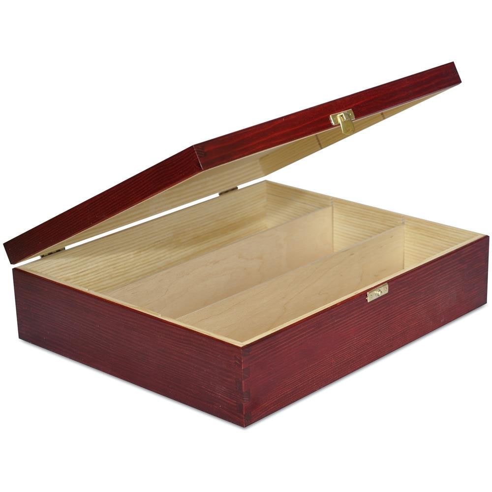 Rossa Scatola In Legno Per Vino | 3 Bottiglie | 35 X 30 X 10 Cm | Divisori Rimovibili | Coperchio E Serratura | Cassetta Confezione Perfetta Per Regalo Decoupage Stoccaggio Decorazione - Foto 2