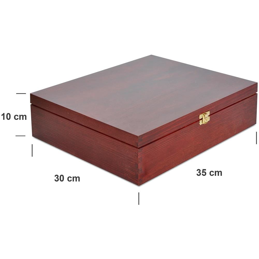 Rossa Scatola In Legno Per Vino | 3 Bottiglie | 35 X 30 X 10 Cm | Divisori Rimovibili | Coperchio E Serratura | Cassetta Confezione Perfetta Per Regalo Decoupage Stoccaggio Decorazione - Foto 5