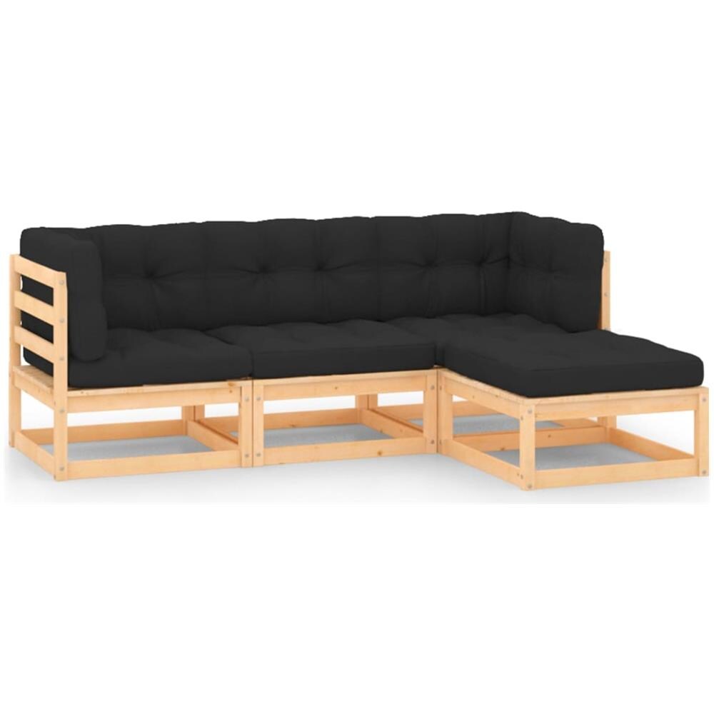 Set Divani da Giardino 4 pz con Cuscini Legno Massello di Pino - Foto 1