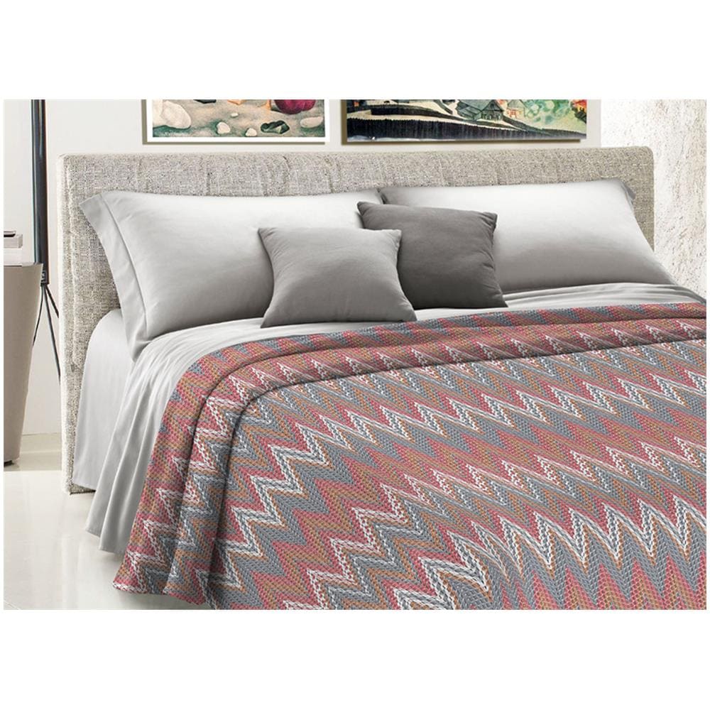 Copriletto Piquet Primavera Estate 100% Cotone Disegno Spinato Rigato Singolo Corallo - Foto 2