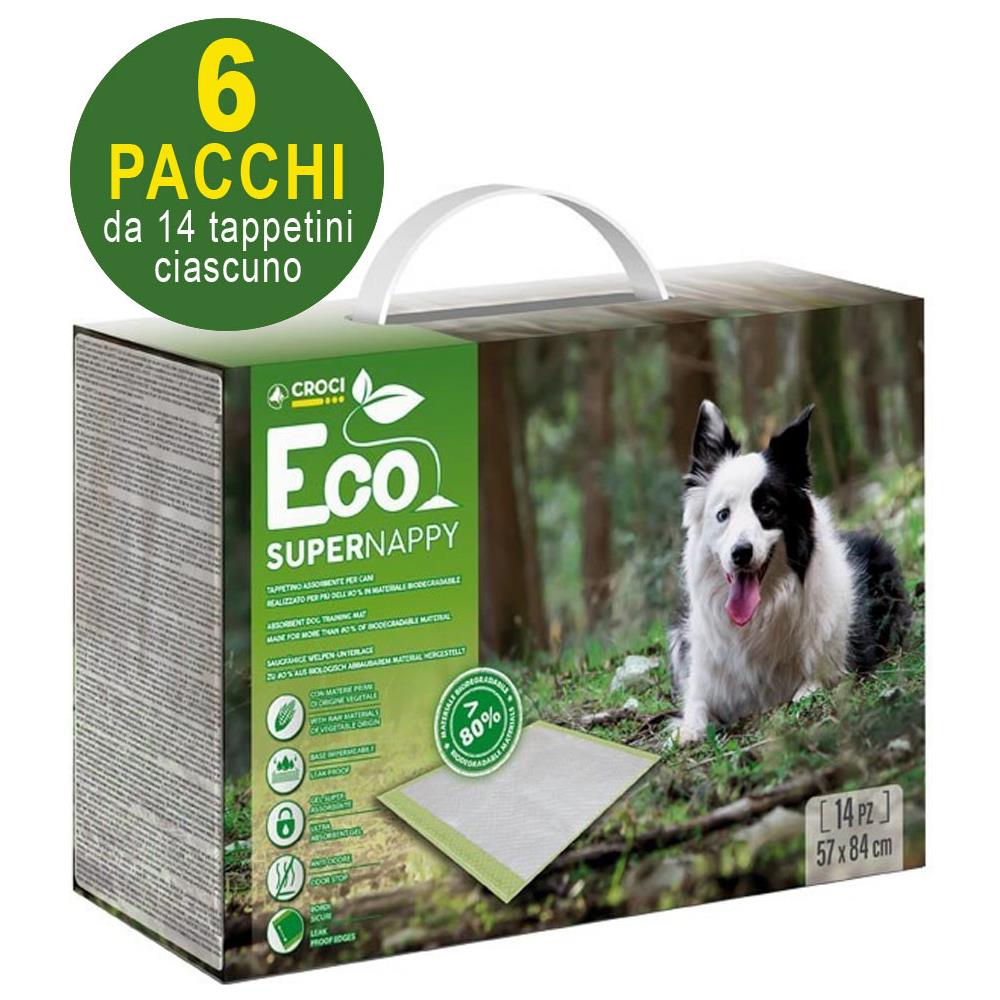 84 Tappetini Igienici Per Cani Super Nappy Eco 84x57 Cm - 6 Pacchi Da 14 Pezzi Cad. - Foto 1