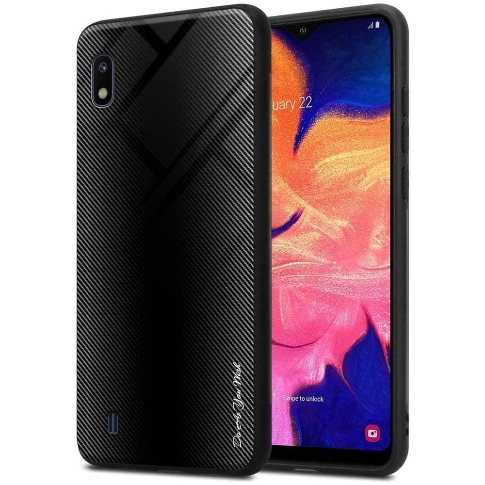 Custodia Compatibile Con Samsung Galaxy A10 / M10 - Ottica A Strisce In Opale Nero - Coperchio Protettivo In Vetro Temperato E Silicone Tpu - Foto 1