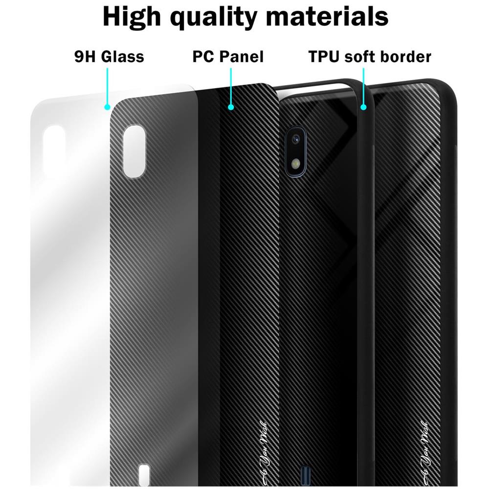 Custodia Compatibile Con Samsung Galaxy A10 / M10 - Ottica A Strisce In Opale Nero - Coperchio Protettivo In Vetro Temperato E Silicone Tpu - Foto 7