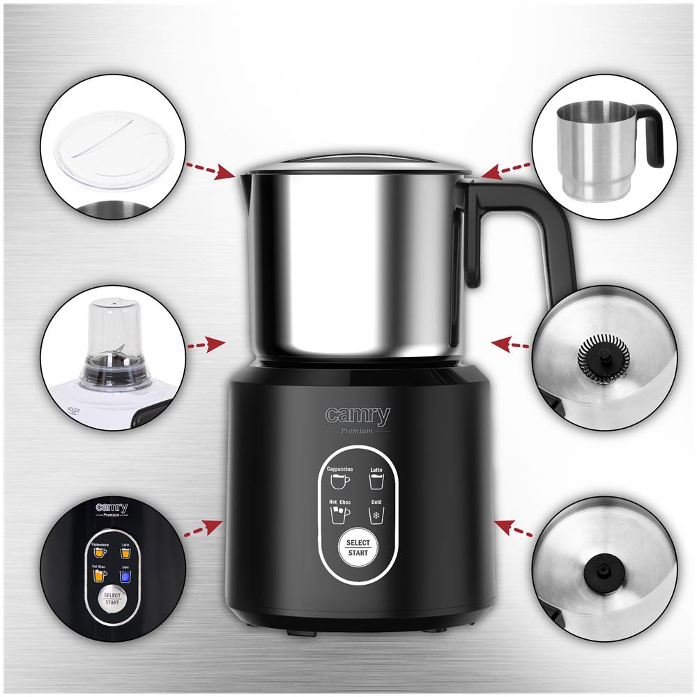 Montalatte Elettrico CR4498 Capacità 250 ml Potenza 500 W Colore Nero / Inox - Foto 8