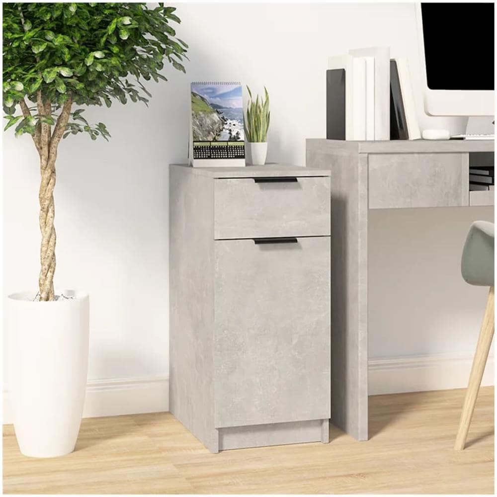 Armadietto Da Scrivania Grigio Cemento 33,5x50x75 Cm Legno - Foto 1