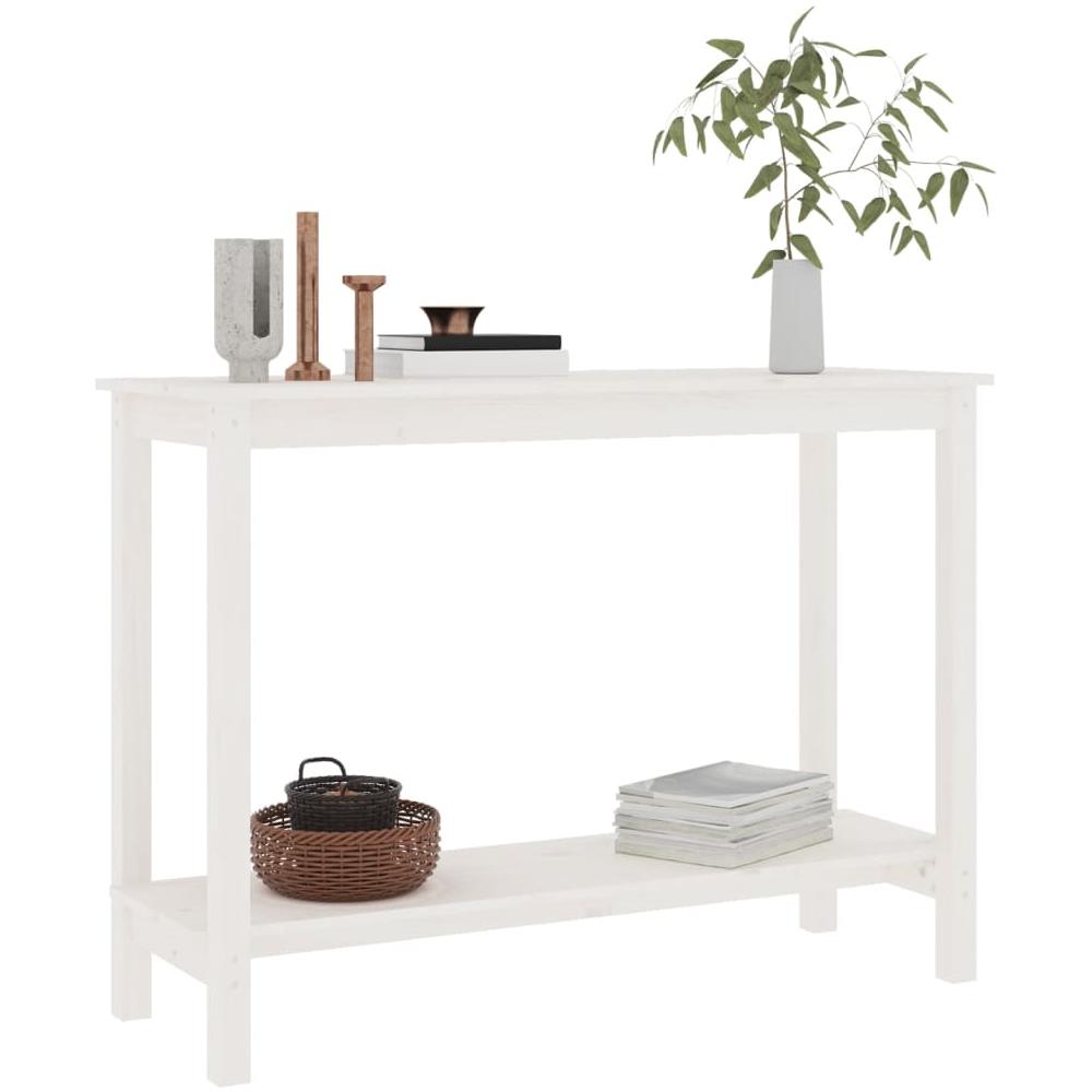 Tavolo Consolle Bianco 110x40x80 cm in Legno Massello di Pino - Foto 2