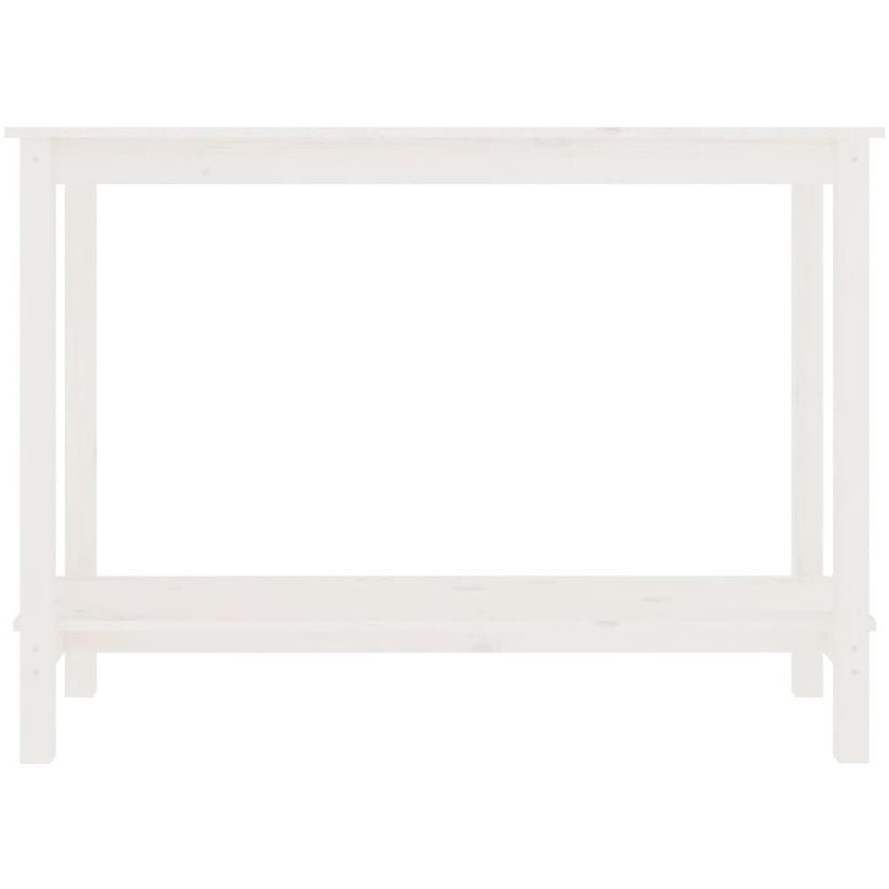 Tavolo Consolle Bianco 110x40x80 cm in Legno Massello di Pino - Foto 7