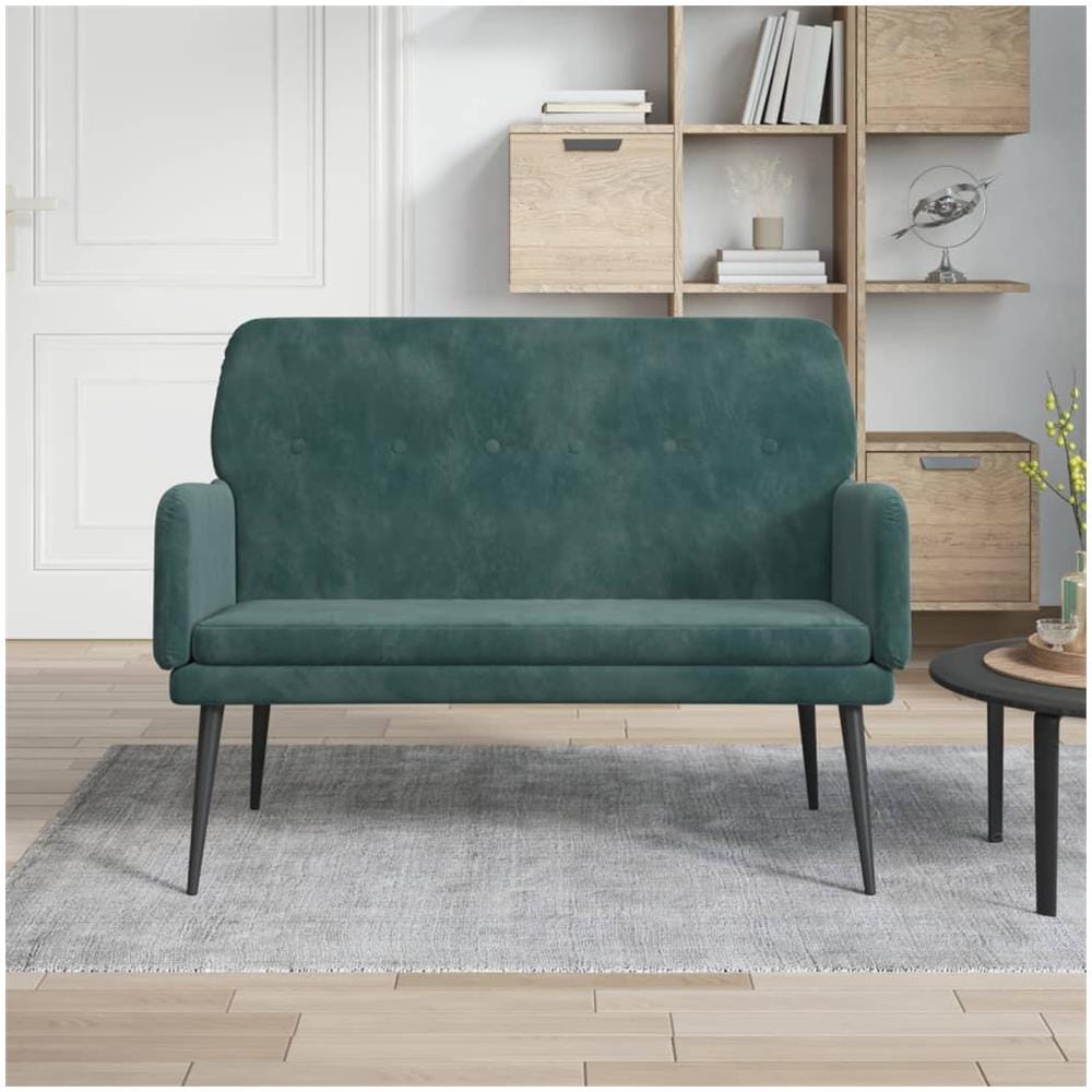 Panca Verde Scuro 108x79x79 Cm In Velluto - Foto 1