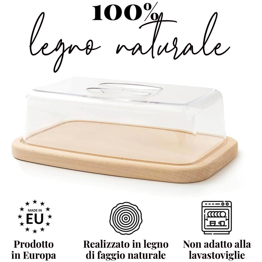 Tagliere In Legno Con Coperchio - Copriformaggio 28 X 18 Cm - Foto 1