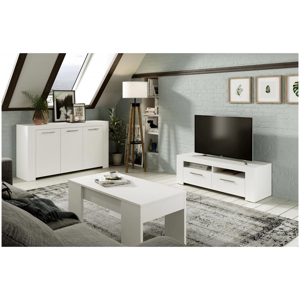 Tavolino Da Salotto Oceanside, Tavolino Da Caffè Con Piano Elevabile, Tavolo Basso Da Soggiorno, 100x50h45/56 Cm, Bianco Lucido - Foto 4