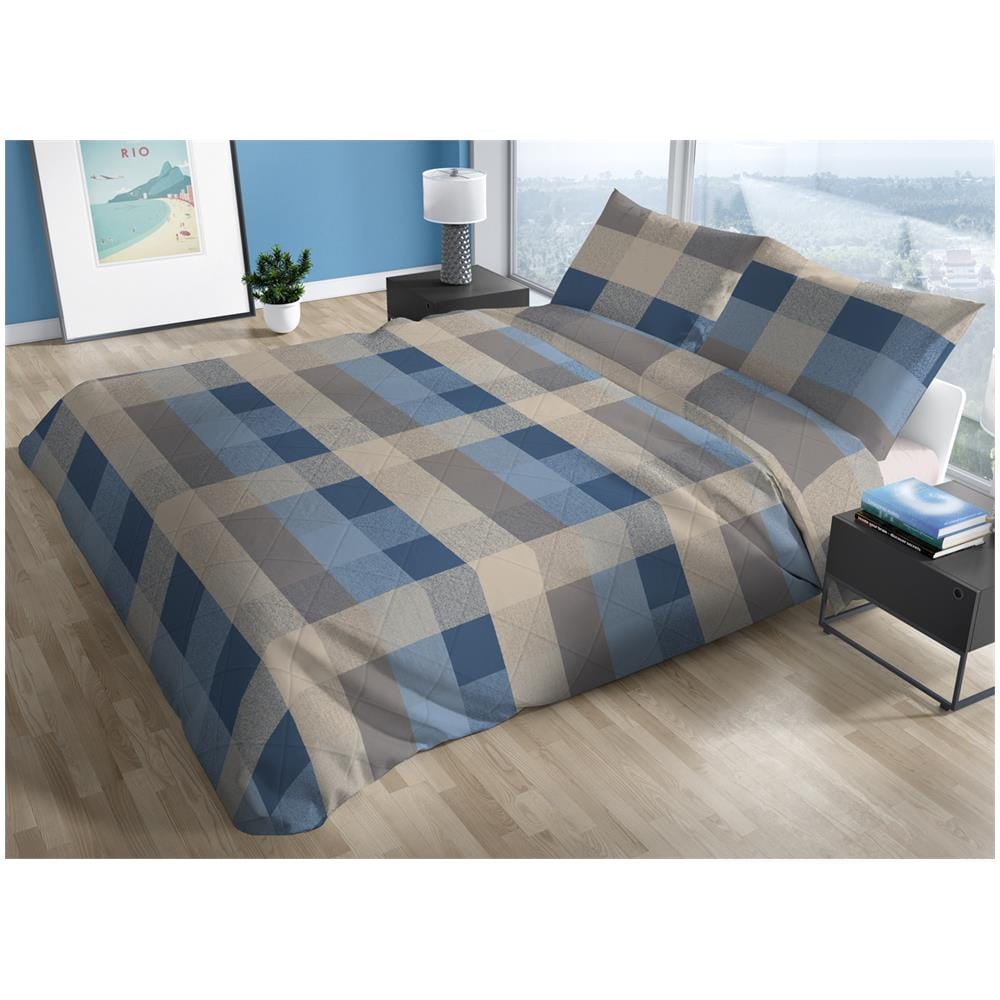 Trapunta Piumone Invernale 300gr Cotone Made Italy Disegno Scotland Singolo Azzurro - Foto 1