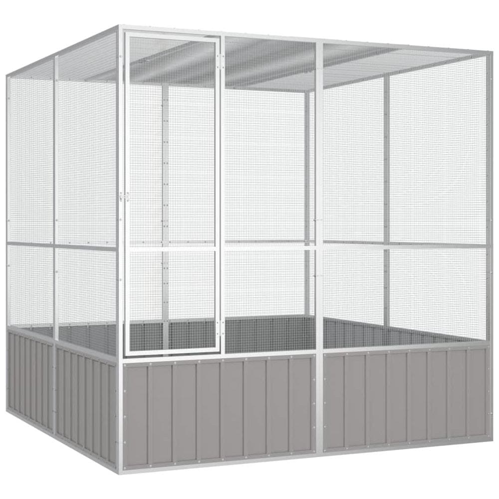 Gabbia per Uccelli Grigia 213,5x217,5x211,5 cm Acciaio Zincato - Foto 1