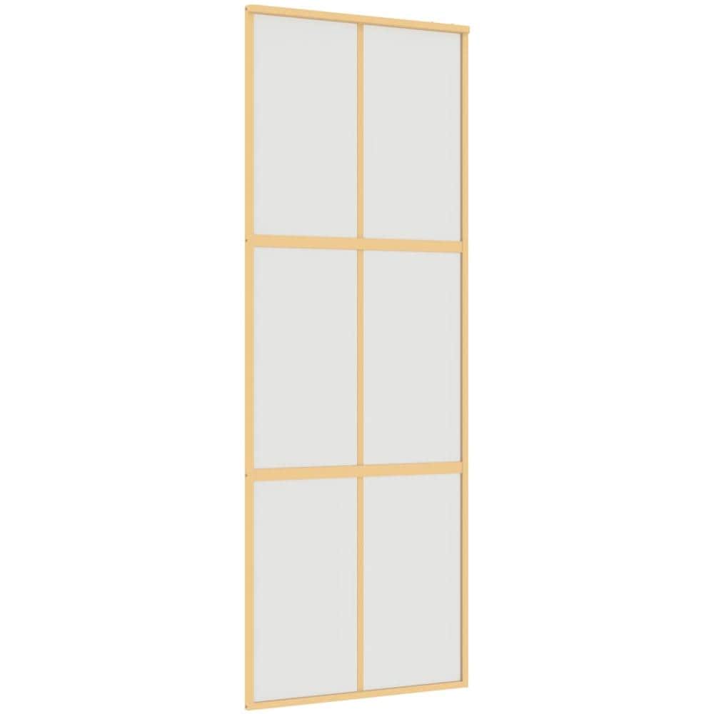 Porta Scorrevole Dorata 76x205 Vetro Smerigliato Esg Alluminio - Foto 1