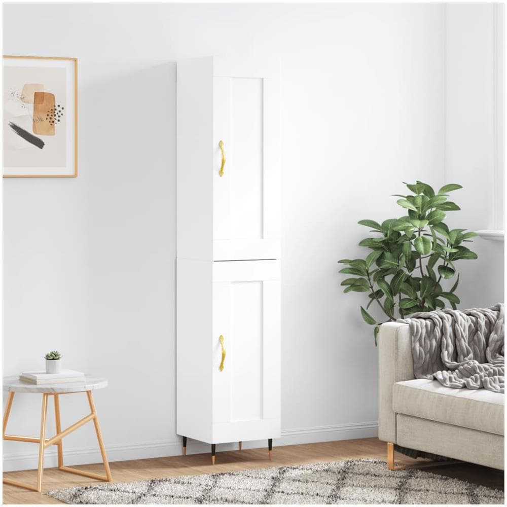 Credenza Bianca 34,5x34x180 Cm In Legno Multistrato - Foto 1